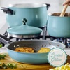 image:imageFarberware 120 Limited Edition Stainless Steel Cookware Pots and Pans Set with Prestige Kitchen Tools 10 Piece Aqua BlueAqua Blue