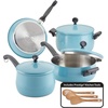 image:imageFarberware 120 Limited Edition Stainless Steel Cookware Pots and Pans Set with Prestige Kitchen Tools 10 Piece Aqua BlueAqua Blue