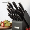 image:imageFarberware 15Piece Forged Triple Riveted Knife Block Set High CarbonStainless Steel Kitchen Knives RazorSharp Knife Set with Wood Block BlackBlack