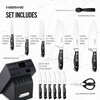 image:imageFarberware 15Piece Forged Triple Riveted Knife Block Set High CarbonStainless Steel Kitchen Knives RazorSharp Knife Set with Wood Block BlackBlack