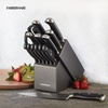 image:imageFarberware 15Piece Forged Triple Riveted Knife Block Set High CarbonStainless Steel Kitchen Knives RazorSharp Knife Set with Wood Block BlackGraphite