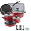 image:imageFarberware Cookstart Aluminum Nonstick Cookware Set 15PieceRed