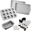 image:imageFarberware Disney Bake with Mickey Mouse Nonstick Bakeware SetBaking Pans 6 Piece  BlackBakeware Set with Oven Mitts