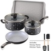 image:imageFarberware Disney Monochrome Ceramic Nonstick Cookware Pots and Pans with BakingBakeware Cookie Pan and Kitchen Cooking Tool Set Dishwasher Safe 8 Piece Cookware Set  Black