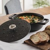 image:imageFarberware Disney Monochrome Pre Seasoned Cast Iron Shallow Casserole Pan with Lid 3 Quart  Black
