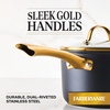 image:imageFarberware Forged Induction Ceramic Nonstick Sauce PanSoup Pot Dishwasher Safe Gold Color Stainless Steel Handle 3 Quart  TaupeBlack and Gold
