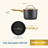 image:imageFarberware Forged Induction Ceramic Nonstick Sauce PanSoup Pot Dishwasher Safe Gold Color Stainless Steel Handle 3 Quart  TaupeBlack and Gold
