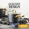 image:imageFarberware Forged Induction Ceramic Nonstick Sauce PanSoup Pot Dishwasher Safe Gold Color Stainless Steel Handle 3 Quart  TaupeBlack and Gold