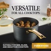 image:imageFarberware Forged Induction Ceramic Nonstick Sauce PanSoup Pot Dishwasher Safe Gold Color Stainless Steel Handle 3 Quart  TaupeBlack and Gold