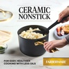 image:imageFarberware Forged Induction Ceramic Nonstick Sauce PanSoup Pot Dishwasher Safe Gold Color Stainless Steel Handle 3 Quart  TaupeBlack and Gold