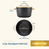 image:imageFarberware Forged Induction Ceramic Nonstick Sauce PanSoup Pot Dishwasher Safe Gold Color Stainless Steel Handle 3 Quart  TaupeBlack and Gold