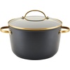 image:imageFarberware Forged Induction Ceramic Nonstick Sauce PanSoup Pot Dishwasher Safe Gold Color Stainless Steel Handle 3 Quart  TaupeBlack and Gold