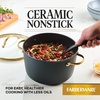 image:imageFarberware Forged Induction Ceramic Nonstick Sauce PanSoup Pot Dishwasher Safe Gold Color Stainless Steel Handle 3 Quart  TaupeBlack and Gold