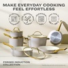image:imageFarberware Forged Induction Ceramic Nonstick Sauce PanSoup Pot Dishwasher Safe Gold Color Stainless Steel Handle 3 Quart  TaupeTaupe