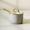 image:imageFarberware Forged Induction Ceramic Nonstick Sauce PanSoup Pot Dishwasher Safe Gold Color Stainless Steel Handle 3 Quart  TaupeTaupe
