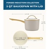 image:imageFarberware Forged Induction Ceramic Nonstick Sauce PanSoup Pot Dishwasher Safe Gold Color Stainless Steel Handle 3 Quart  TaupeTaupe