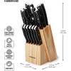image:imageFarberware Triple Riveted Knife Block Set 15Piece Black Pine High CarbonStainless Steel Blades Ergonomic Handles Includes Natural Pinewood BlockBlack Pine