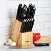 image:imageFarberware Triple Riveted Knife Block Set 15Piece Black Pine High CarbonStainless Steel Blades Ergonomic Handles Includes Natural Pinewood BlockBlack Pine