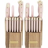 image:imageFarberware Triple Riveted Knife Block Set 15Piece Black Pine High CarbonStainless Steel Blades Ergonomic Handles Includes Natural Pinewood BlockBlush and Gold