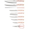 image:imageFarberware Triple Riveted Knife Block Set 15Piece Black Pine High CarbonStainless Steel Blades Ergonomic Handles Includes Natural Pinewood BlockBlush and Gold