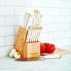 image:imageFarberware Triple Riveted Knife Block Set 15Piece Black Pine High CarbonStainless Steel Blades Ergonomic Handles Includes Natural Pinewood BlockWhite and Gold