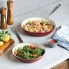 image:imageFarberware Vibrance Ceramic Nonstick Frying PansSkillet Set with Stainless Steel Handle Dishwasher Safe 8 Inch and 10 Inch Open Skillets  SilverRed
