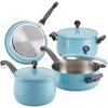 image:imageFarberware 120 Limited Edition Stainless Steel Cookware Pots and Pans Set with Prestige Kitchen Tools 10 Piece Aqua BlueAqua Blue