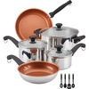 image:imageFarberware Classic Traditions Stainless Steel Cookware Induction Pots and Pans Set with Prestige Cooking Utensils 12 Piece  Stainless Steel