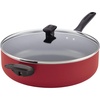 image:imageFarberware Dishwasher Safe Nonstick Aluminum Jumbo Cooker Chefs Pan with Lid and Helper Handle Kitchen Cookware 6Quart ChampagneRed