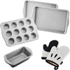 image:imageFarberware Disney Bake with Mickey Mouse Nonstick Bakeware SetBaking Pans 6 Piece  BlackBakeware Set with Oven Mitts