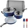 image:imageFarberware Disney Bon Voyage Ceramic Nonstick Pots and Pans Set with Baking SheetCookie Pan and Disney Home Kitchen Tools 8 Piece Non Stick Cookware Set  RedBlue