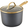 image:imageFarberware Forged Induction Ceramic Nonstick Sauce PanSoup Pot Dishwasher Safe Gold Color Stainless Steel Handle 3 Quart  TaupeBlack and Gold