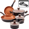 image:imageFarberware Glide Nonstick Frying Pan Set  Fry Pan Set  Skillet Set  925 Inch and 1125 Inch  Black11 Piece