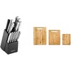 image:imageFarberware Stamped 15Piece HighCarbon Stainless Steel Knife Block Set Steak Knives amp 3Piece Bamboo Cutting Board Set of 3 Assorted Sizes Brown