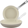 image:imageFarberware Vibrance Ceramic Nonstick Frying PansSkillet Set with Stainless Steel Handle Dishwasher Safe 8 Inch and 10 Inch Open Skillets  SilverSilver