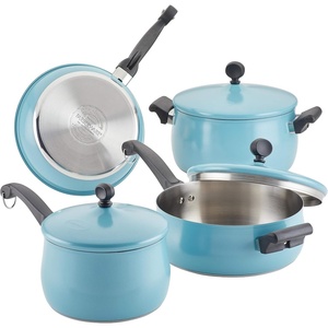image:imageFarberware 120 Limited Edition Stainless Steel Cookware Pots and Pans Set with Prestige Kitchen Tools 10 Piece Aqua BlueAqua Blue
