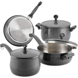 image:imageFarberware 120 Limited Edition Stainless Steel Cookware Pots and Pans Set with Prestige Kitchen Tools 10 Piece Aqua BluePewter Gray