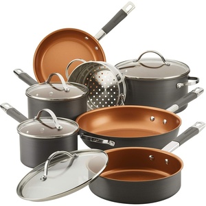 image:imageFarberware 21925 High Performance Nonstick Cookware Set  Pots and Pans Set Dishwasher Safe  17 Piece SilverGray