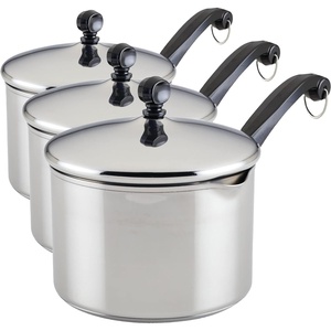 image:imageFarberware Classic Series Stainless Steel Sauce Pan with Lid 2 Qt SilverSaucepan w Straining Lid 3 Quart Pack of 3