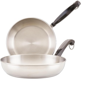 image:imageFarberware Classic Series Stainless Steel Sauce Pan with Lid 2 Qt SilverSkillet Set 825 Inch  10 Inch