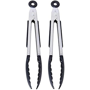 image:imageFarberware Classic Stainless Steel Tongs Set Of 2 BlackMini Nylon Tipped Tongs