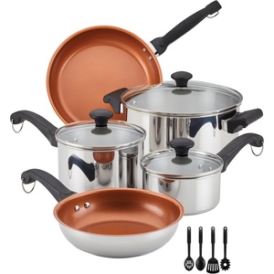 image:imageFarberware Classic Traditions Stainless Steel Cookware Induction Pots and Pans Set with Prestige Cooking Utensils 12 Piece  Stainless Steel