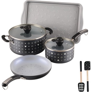 image:imageFarberware Disney Monochrome Ceramic Nonstick Cookware Pots and Pans with BakingBakeware Cookie Pan and Kitchen Cooking Tool Set Dishwasher Safe 8 Piece Cookware Set  Black