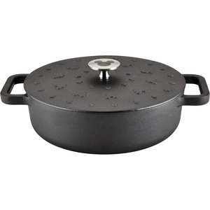 image:imageFarberware Disney Monochrome Pre Seasoned Cast Iron Shallow Casserole Pan with Lid 3 Quart  Black