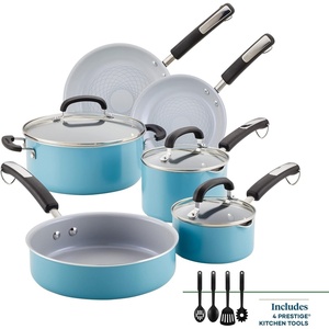 image:imageFarberware EcoAdvantage Ceramic Nonstick CookwarePots and Pans Set 13 Piece  GrayAqua