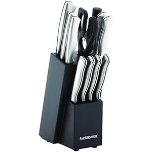 image:imageFarberware FPP12P 12Piece HighCarbon Stamped Stainless Steel Knife Block Set Black Block12Piece Knife Block Set