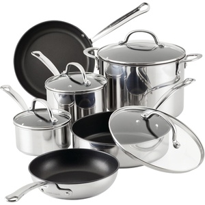 image:imageFarberware Millennium Stainless Steel Pots and Pans Set 10Piece SilverFarberware Millennium Stainless Steel Nonstick Cookware Set