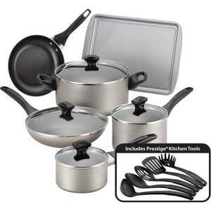 image:imageFarberware Nonstick Cookware Pots and Pans Set 15Piece Cooking UtensilsChampagne