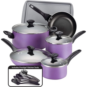 image:imageFarberware Nonstick Cookware Pots and Pans Set 15Piece Cooking UtensilsPurple