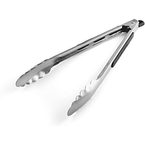 image:imageFarberware Pro Silicone Kitchen Tongs 12 Inch  OneHanded Locking Mechanism Scalloped Grip HeatResistant Stainless Steel Cooking Tongs Dishwasher SafeStainless Steel Tongs